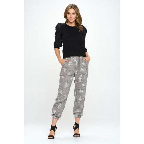 ROUND NECK TOP WITH SHEER SLEEVE